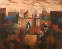 G. N. Qazi, 24 x 30 Inch, Acrylic on Canvas, Cityscape Painting, AC-GNQ-028